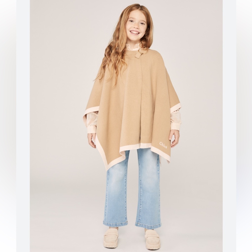 CHLOÉ
Kids Stone Cotton And Wool Cape With Buckle - Picture 1 of 16